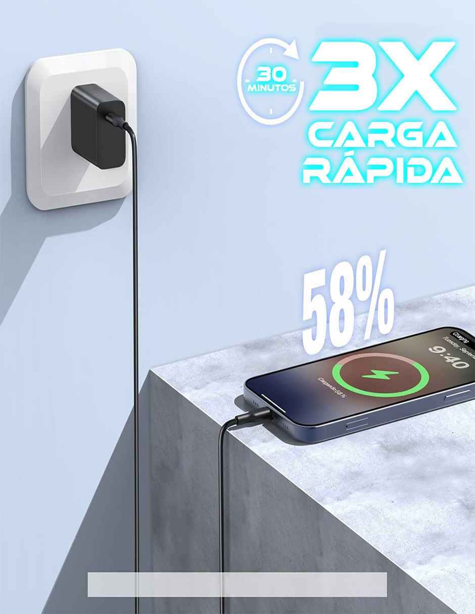 Cargador de pared sc-gan30wbk-c usb tipo c 30 w 2