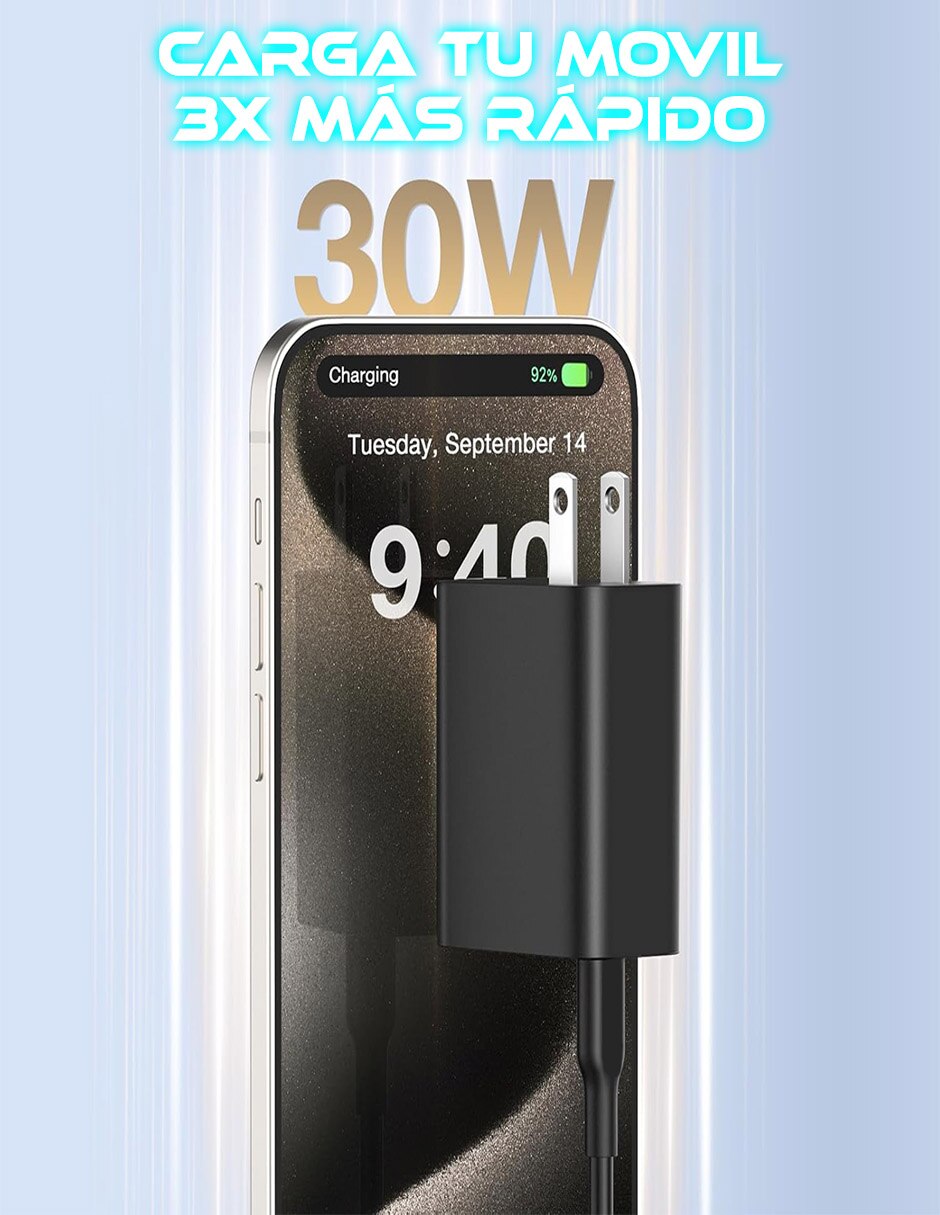 Cargador de pared sc-gan30wbk-c usb tipo c 30 w 3