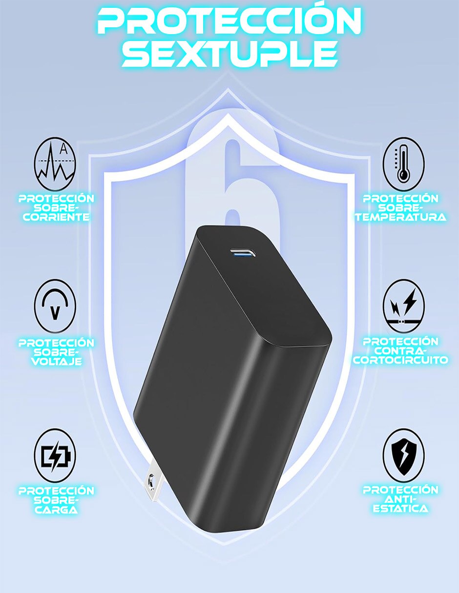 Cargador de pared sc-gan30wbk-c usb tipo c 30 w 4