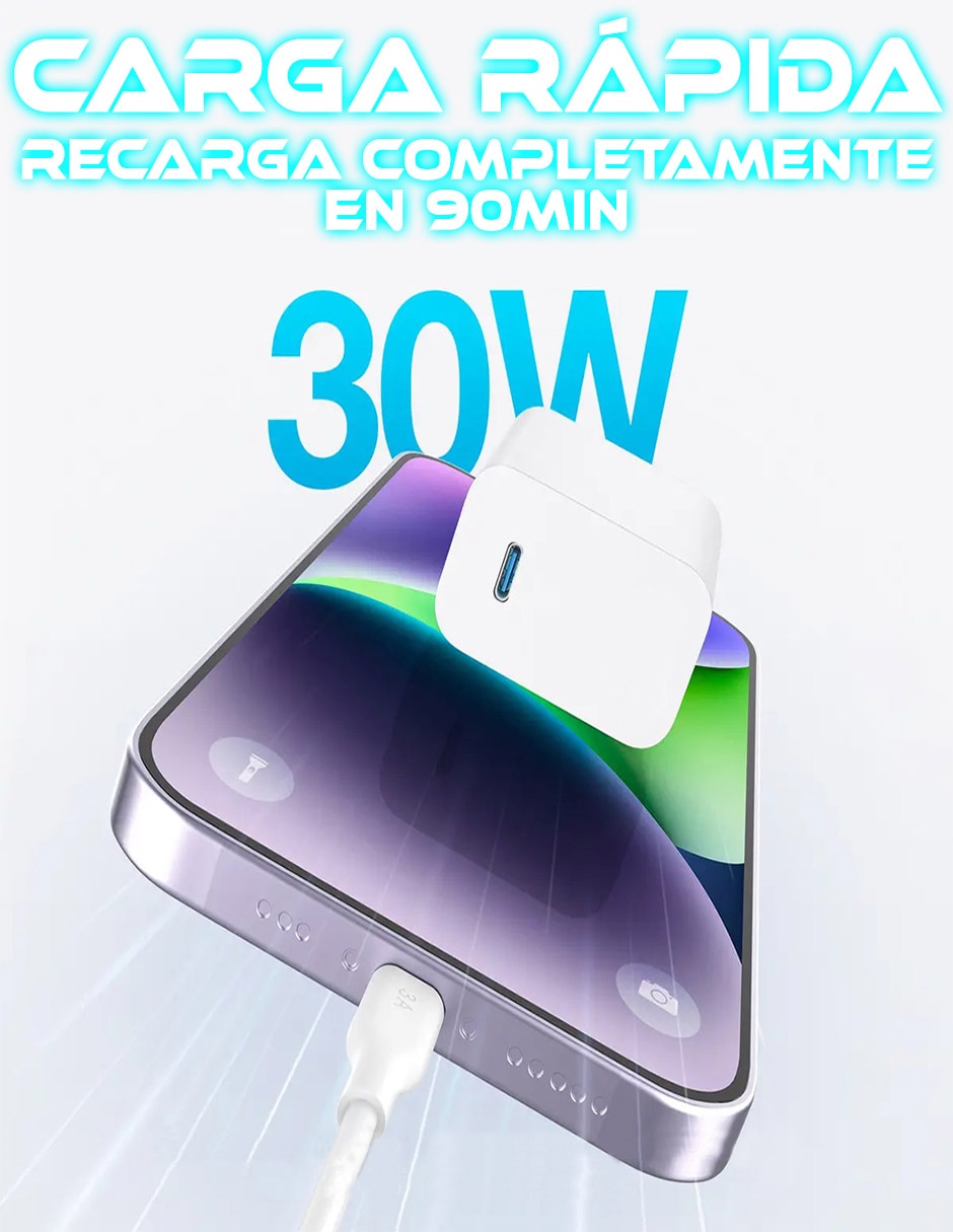 Cargador pared sc-gan30w-wtip lightning 30 w 2
