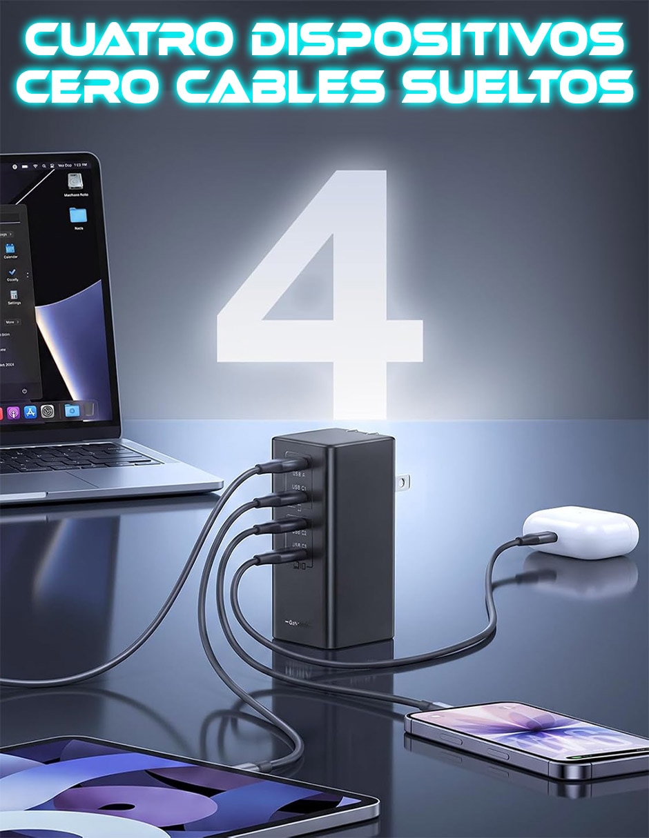 Cargador pared SC-GaR351-4P USB + USB tipo C 100 W 6