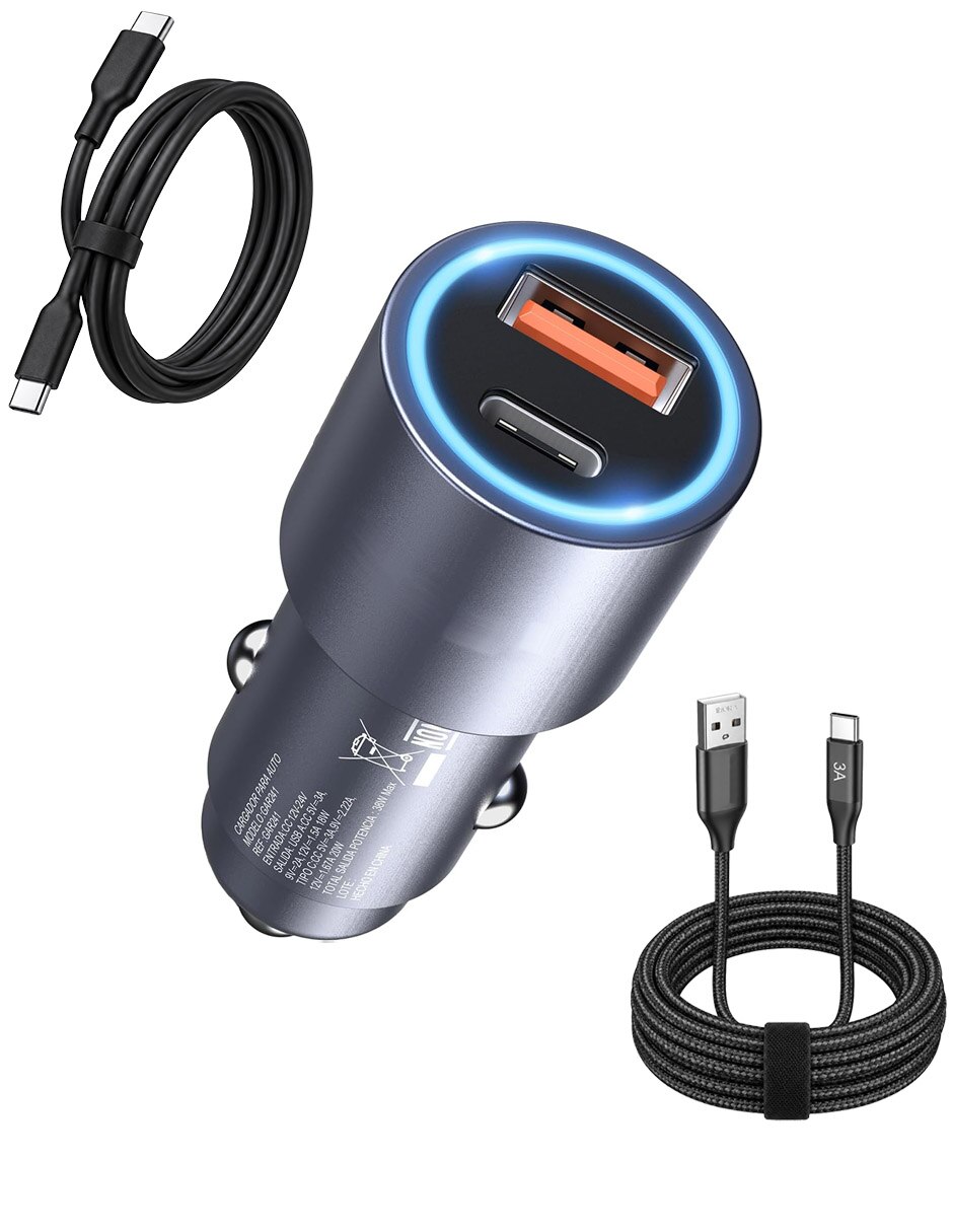 Cargador auto SC-GaR241-BKTC USB + USB tipo C 35 W Cargador auto SC-GaR241-BKTC USB + USB tipo C 35 W