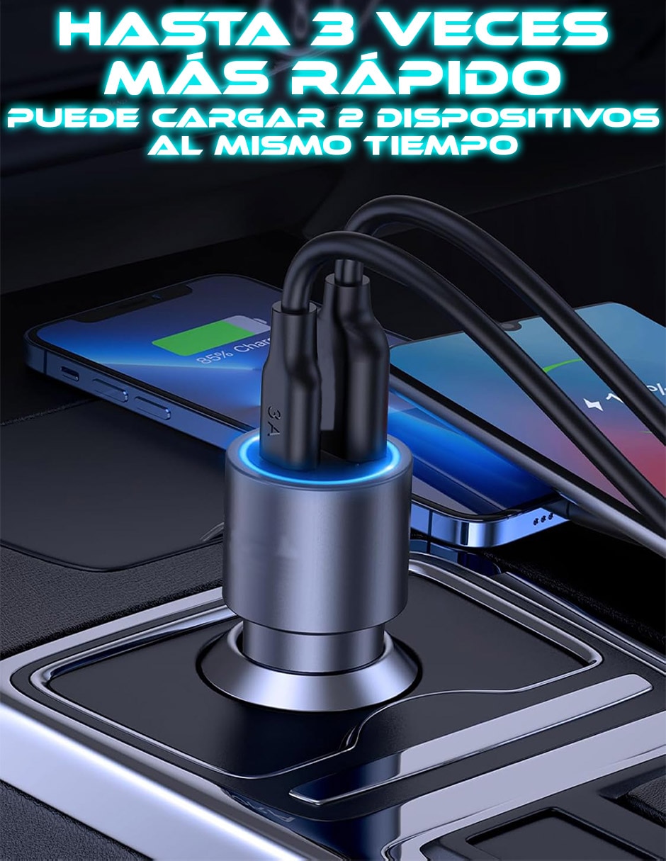Cargador auto SC-GaR241-BKTC USB + USB tipo C 35 W 4